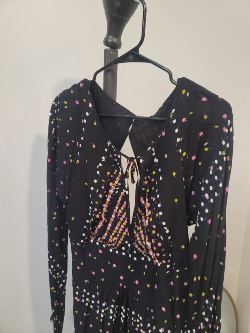 FREE PEOPLE Black Printed Long Sleeve Coryn Mini Dress Sz 12 New NWT - Picture 3 of 10